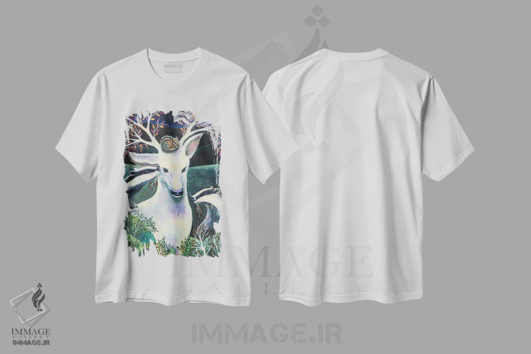 تیشرت سفید طرح دار – تیشرت حیوانات ,مادر گوزن اثر لینه آ توبیاس immage.ir