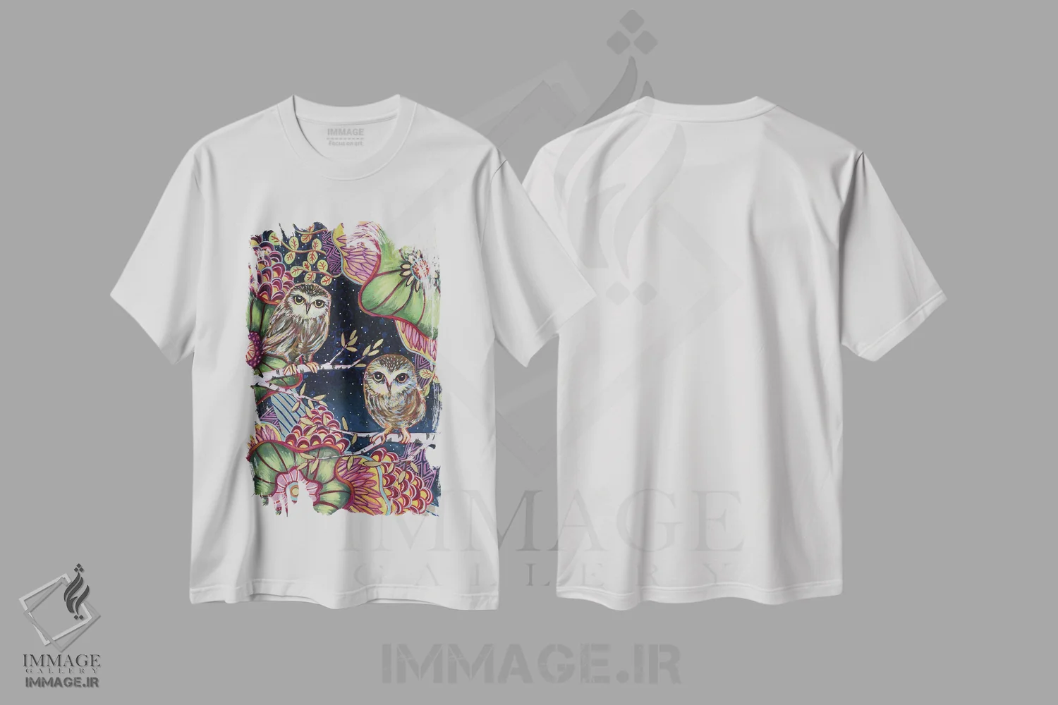 تیشرت سفید طرح دار – تیشرت پرندگان ,جغدهای شب اثر لینه آ توبیاس immage.ir