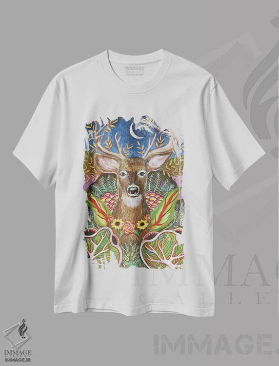 تیشرت سفید طرح دار – تیشرت طبیعت ,هماهنگ شدن با محیط اثر لینه آ توبیاس فروشگاه ایماژ