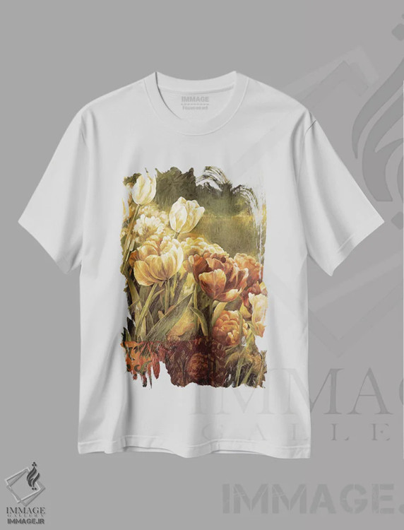 تیشرت سفید طرح دار – تیشرت تابستان ,باغ تابستانی II اثر لیندا تامپسون فروشگاه ایماژ