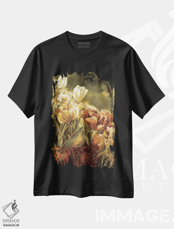 تیشرت مشکی طرح دار – تیشرت تابستان ,باغ تابستانی II اثر لیندا تامپسون immage.ir