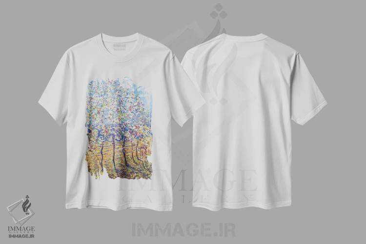 تیشرت سفید طرح دار – تیشرت طبیعت ,درخشش بهار اثر لی تیِلِر فروشگاه ایماژ