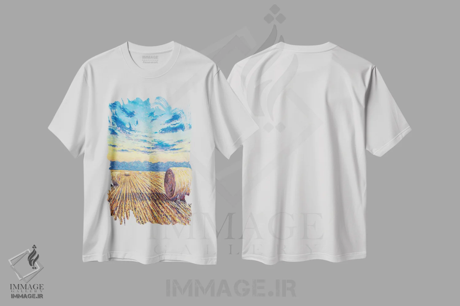 تیشرت سفید طرح دار – تیشرت طبیعت ,دشت های طلایی اثر لی تیِلِر فروشگاه ایماژ