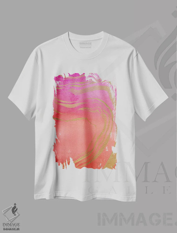 تیشرت سفید طرح دار – تیشرت انتزاعی ,عقیق نارنجی سرخابی اثر کریستین لیندستروم فروشگاه ایماژ