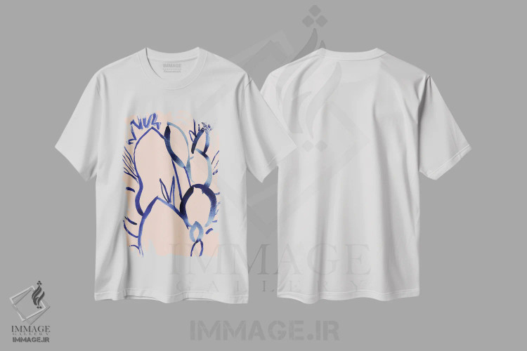 تیشرت سفید طرح دار – تیشرت هنری ,برگ های جوهری اثر کریستین لیندستروم فروشگاه ایماژ