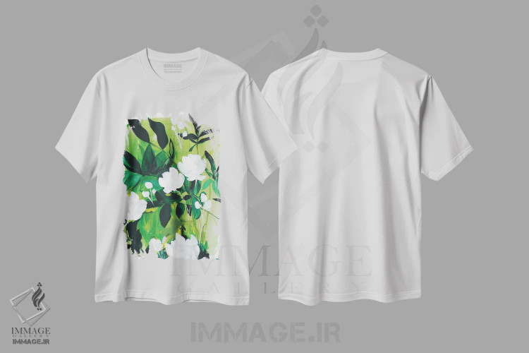 تیشرت سفید طرح دار – تیشرت طبیعت ,انتزاعی جنگل اثر کریستین لیندستروم immage.ir