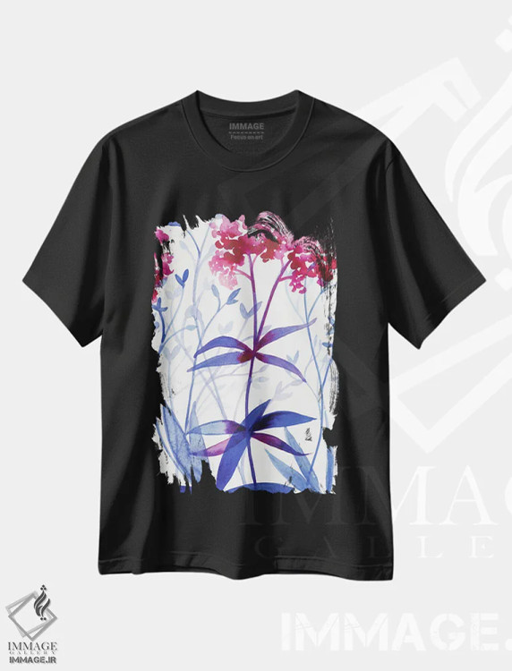تیشرت مشکی طرح دار – تیشرت طبیعت ,باغ کنار دریا اثر کریستین لیندستروم immage.ir