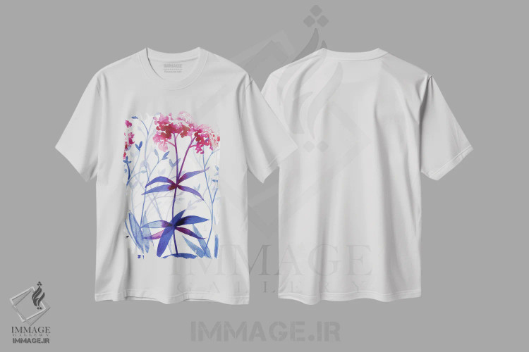 تیشرت سفید طرح دار – تیشرت طبیعت ,باغ کنار دریا اثر کریستین لیندستروم فروشگاه ایماژ