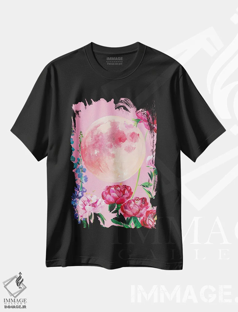تیشرت مشکی طرح دار – تیشرت آبرنگی ,ماه عسل اثر کریستین لیندستروم فروشگاه ایماژ