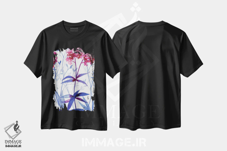 تیشرت مشکی طرح دار – تیشرت طبیعت ,باغ کنار دریا اثر کریستین لیندستروم immage.ir