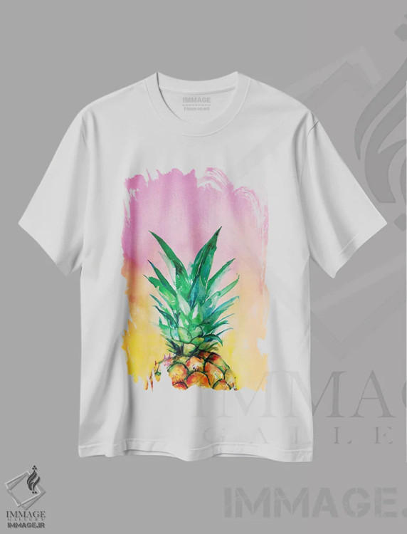 تیشرت سفید طرح دار – تیشرت فانتزی ,آناناس گرادیانی اثر کریستین لیندستروم immage.ir