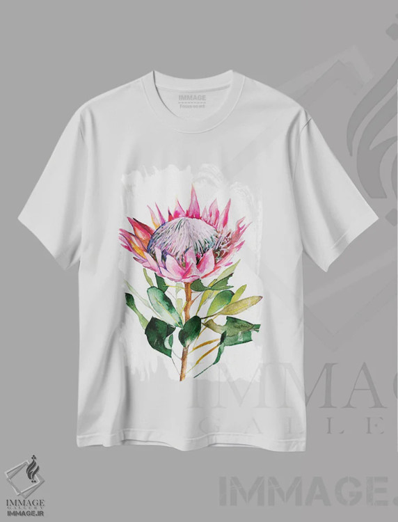 تیشرت سفید طرح دار – تیشرت گیاهی ,پروتیا اثر کریستین لیندستروم فروشگاه ایماژ