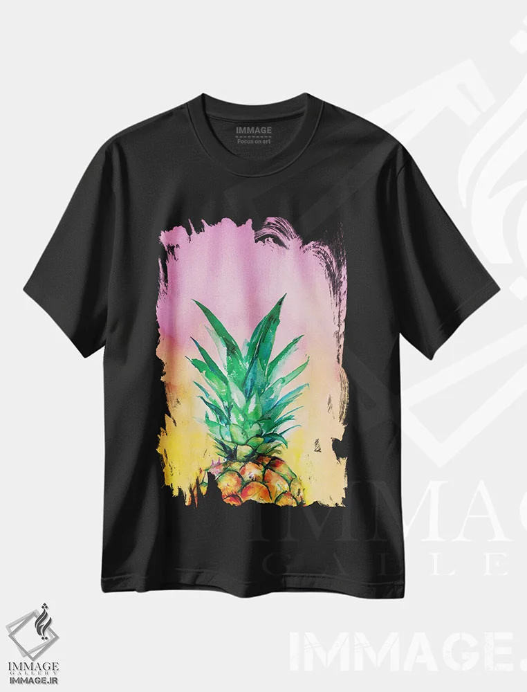 تیشرت مشکی طرح دار – تیشرت فانتزی ,آناناس گرادیانی اثر کریستین لیندستروم فروشگاه ایماژ
