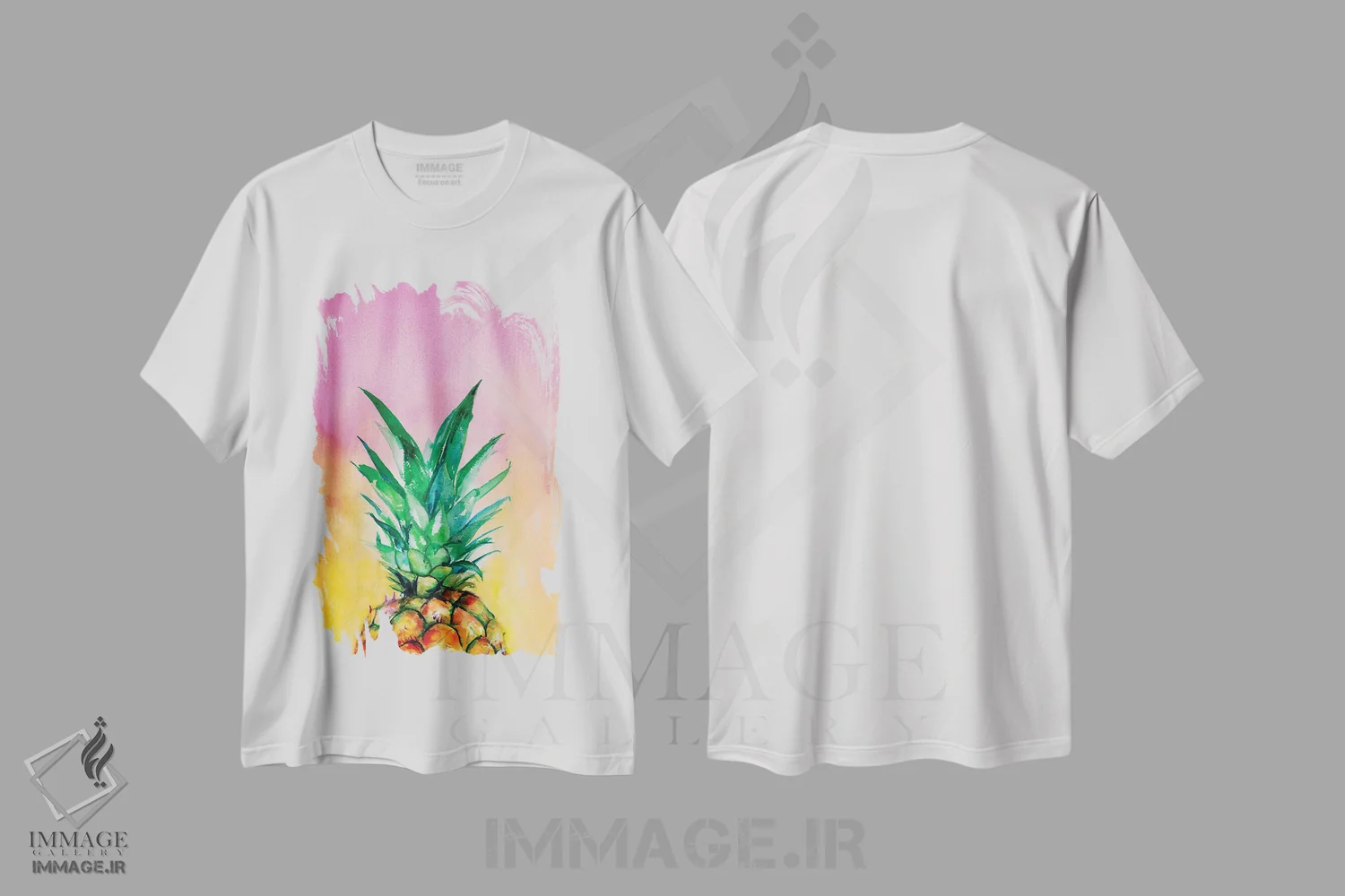تیشرت سفید طرح دار – تیشرت فانتزی ,آناناس گرادیانی اثر کریستین لیندستروم immage.ir