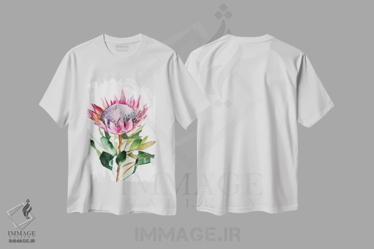 تیشرت سفید طرح دار – تیشرت گیاهی ,پروتیا اثر کریستین لیندستروم فروشگاه ایماژ