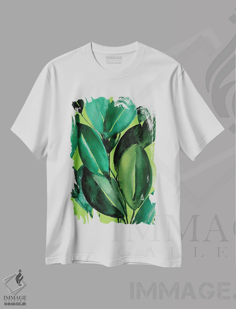 تیشرت سفید طرح دار – تیشرت گرمسیری ,گیاه فیکوس اثر کریستین لیندستروم فروشگاه ایماژ