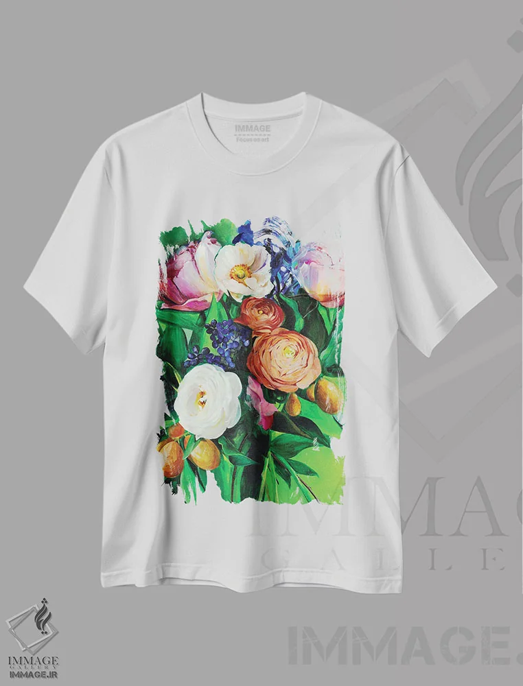 تیشرت سفید طرح دار – تیشرت نقاشی روغنی ,او آتشی برافروخت اثر کریستین لیندستروم immage.ir