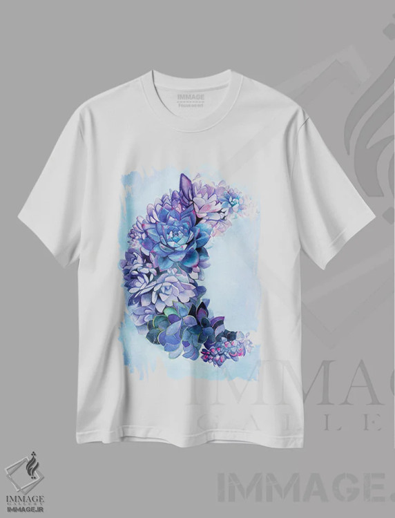تیشرت سفید طرح دار – تیشرت نجومی ,باغ ماه ساکولنت اثر کریستین لیندستروم فروشگاه ایماژ