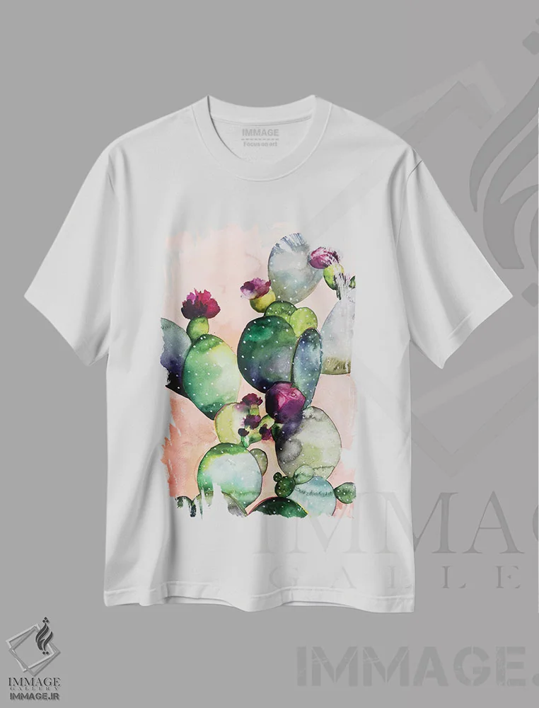 تیشرت سفید طرح دار – تیشرت آبرنگی ,رز صحرایی II اثر کریستین لیندستروم immage.ir