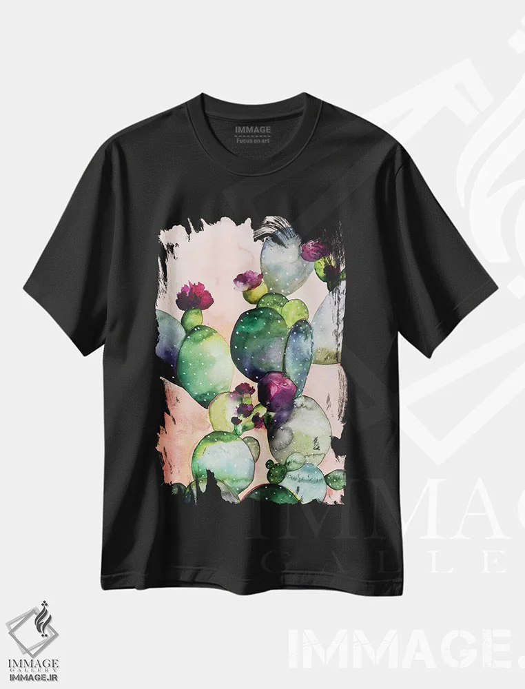 تیشرت مشکی طرح دار – تیشرت آبرنگی ,رز صحرایی II اثر کریستین لیندستروم فروشگاه ایماژ