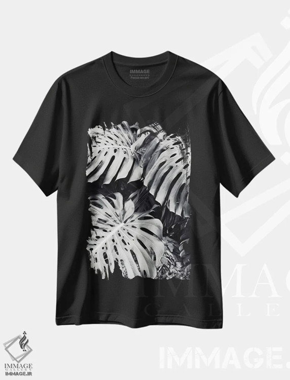 تیشرت مشکی طرح دار – تیشرت گیاهی ,مونسترا اثر لوپن گرین فروشگاه ایماژ