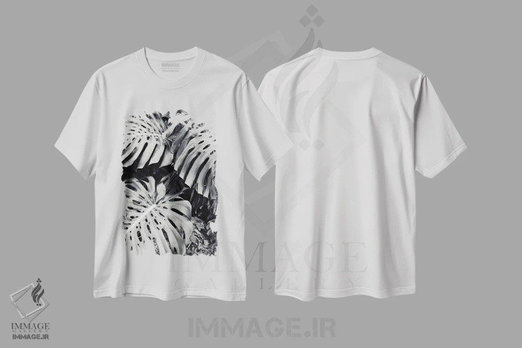 تیشرت سفید طرح دار – تیشرت گیاهی ,مونسترا اثر لوپن گرین immage.ir