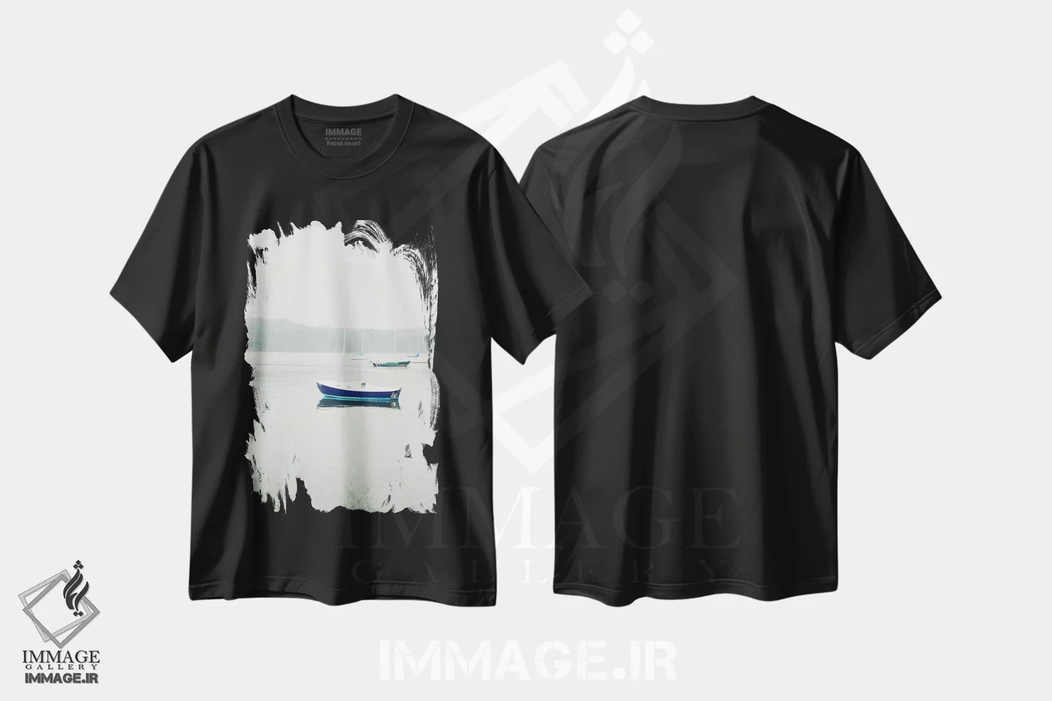 تیشرت مشکی طرح دار – تیشرت طبیعت ,هنگام انتظار اثر لوپن گرین immage.ir