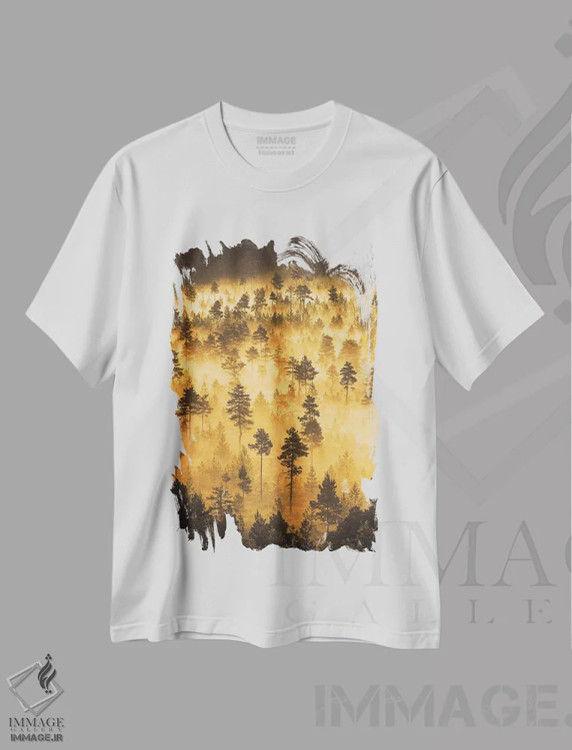 تیشرت سفید طرح دار – تیشرت طبیعت ,کاج های کوتوله III اثر لاری لوهی فروشگاه ایماژ