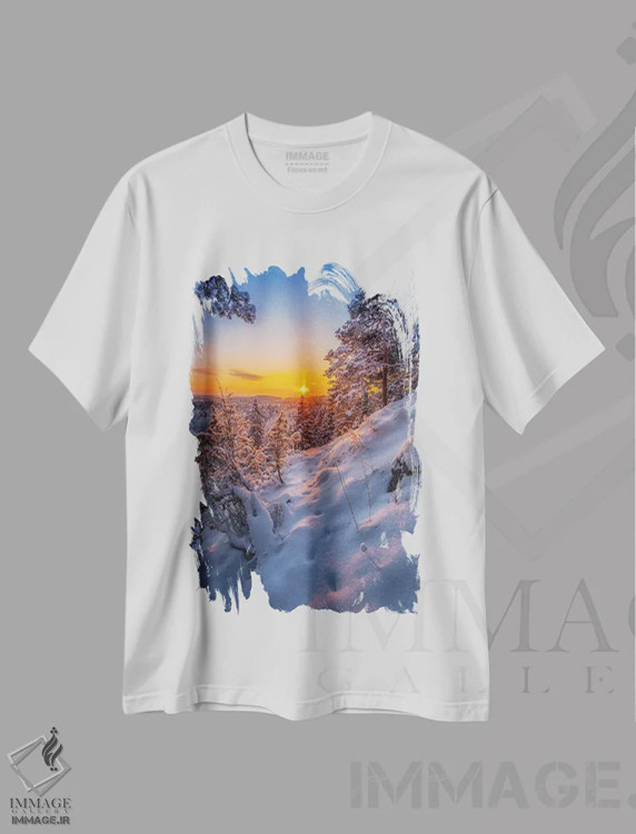 تیشرت سفید طرح دار – تیشرت زمستانی ,ردپا در برف I اثر لاری لوهی immage.ir