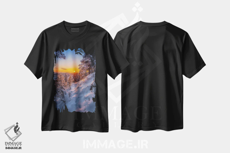 تیشرت مشکی طرح دار – تیشرت زمستانی ,ردپا در برف I اثر لاری لوهی فروشگاه ایماژ
