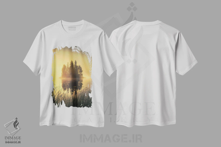 تیشرت سفید طرح دار – تیشرت طبیعت ,مه اسرارآمیز اثر لاری لوهی فروشگاه ایماژ
