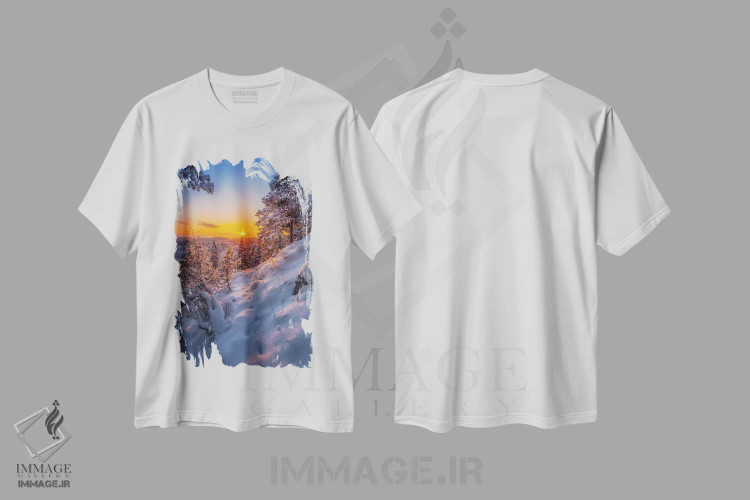 تیشرت سفید طرح دار – تیشرت زمستانی ,ردپا در برف I اثر لاری لوهی immage.ir