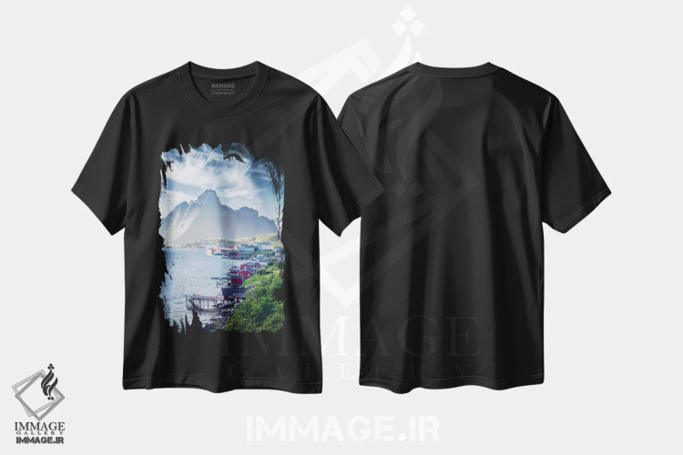 تیشرت مشکی طرح دار – تیشرت منظره ,رینه کلاسیک اثر لاری لوهی فروشگاه ایماژ