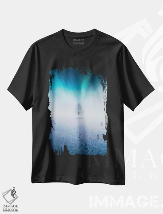 تیشرت مشکی طرح دار – تیشرت طبیعت ,تنهایی اثر لاری لوهی immage.ir