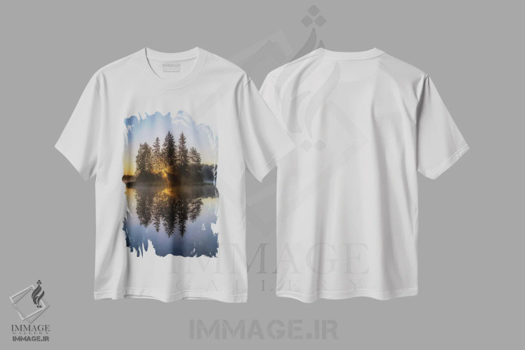 تیشرت سفید طرح دار – تیشرت طبیعت ,طلوع سپتامبر اثر لاری لوهی immage.ir