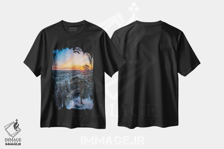 تیشرت مشکی طرح دار – تیشرت طبیعت ,نخستین نور زمستان اثر لاری لوهی immage.ir