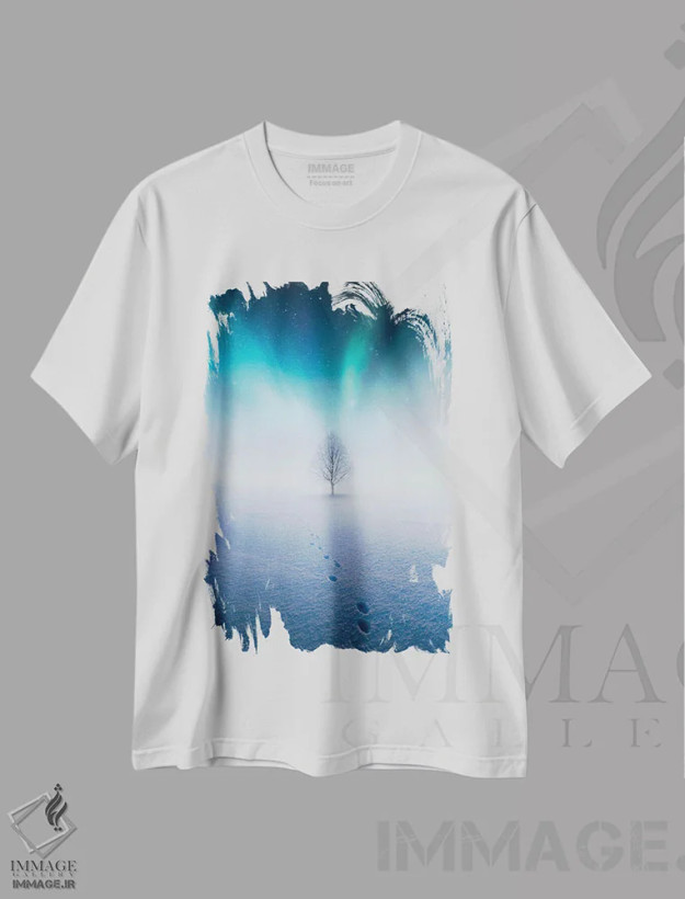 تیشرت سفید طرح دار – تیشرت طبیعت ,تنهایی اثر لاری لوهی فروشگاه ایماژ