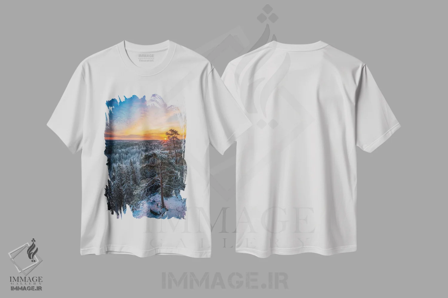 تیشرت سفید طرح دار – تیشرت طبیعت ,نخستین نور زمستان اثر لاری لوهی فروشگاه ایماژ