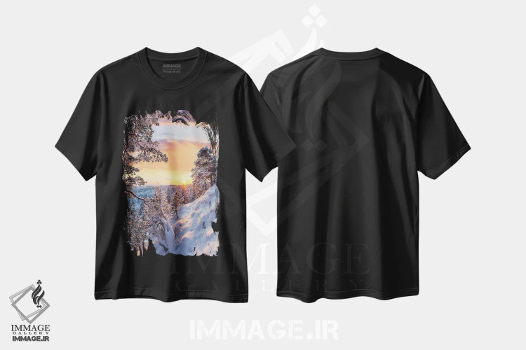 تیشرت مشکی طرح دار – تیشرت طبیعت ,ردپای صبحگاهی III اثر لاری لوهی فروشگاه ایماژ