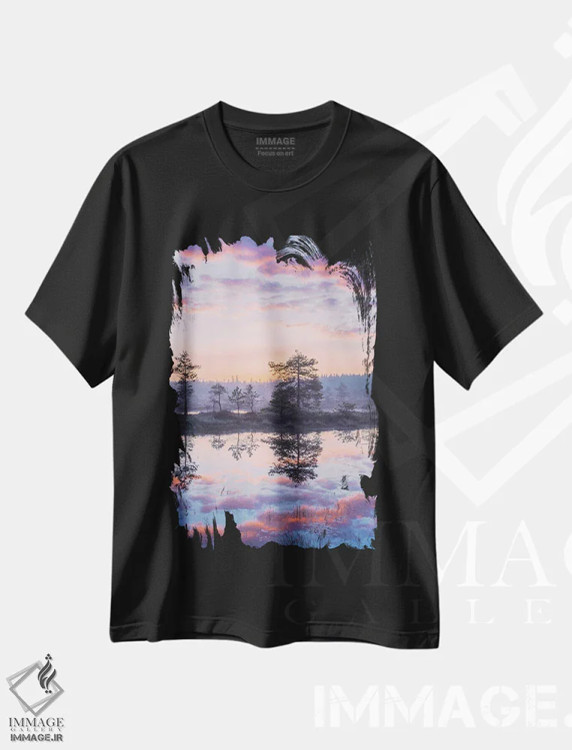 تیشرت مشکی طرح دار – تیشرت طبیعت ,تابستان پاستلی اثر لاری لوهی فروشگاه ایماژ