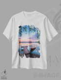 تیشرت سفید طرح دار – تیشرت دریایی ,آرامش اثر لاری لوهی فروشگاه ایماژ