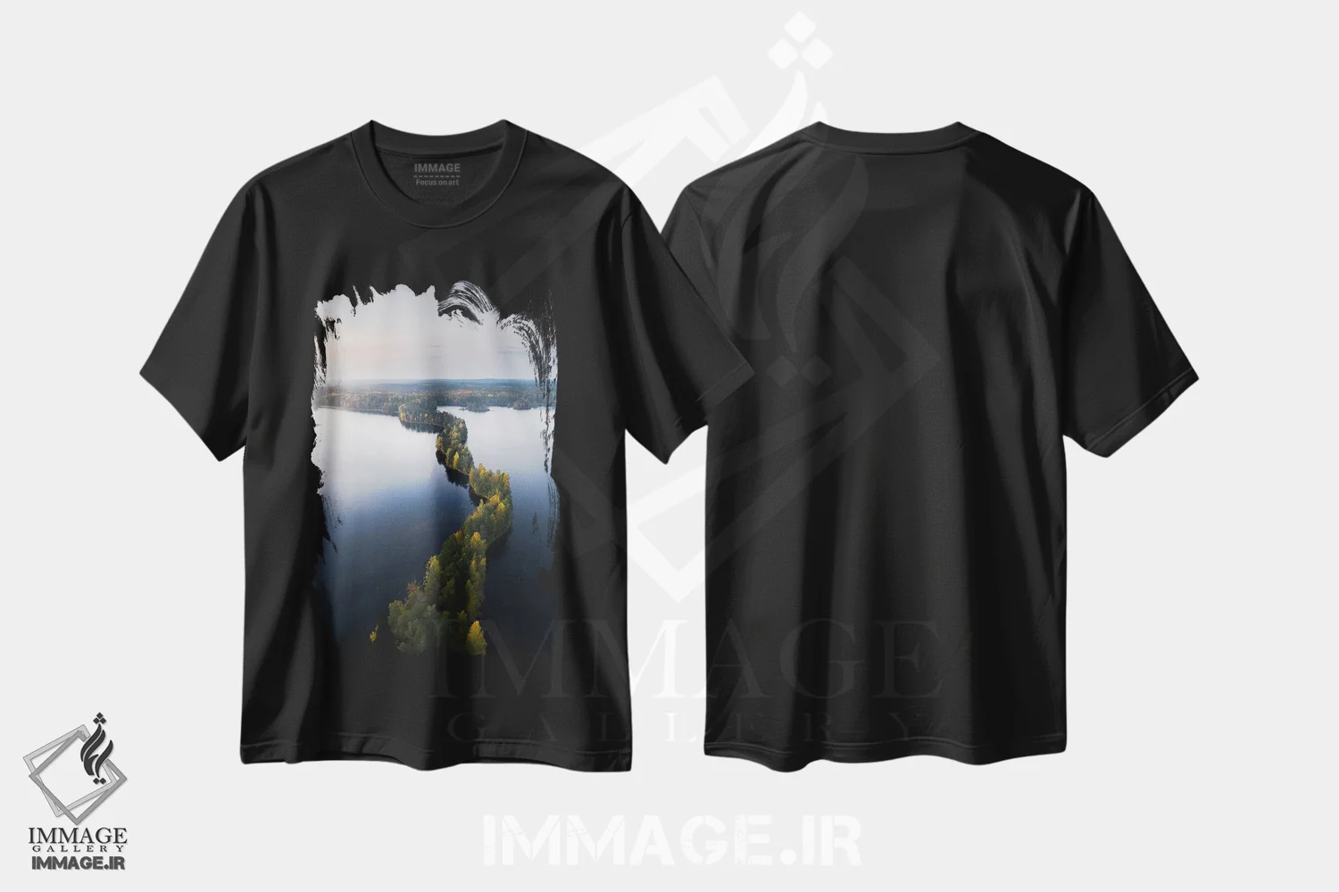 تیشرت مشکی طرح دار – تیشرت طبیعت گردی ,جزیره مار اثر لاری لوهی فروشگاه ایماژ