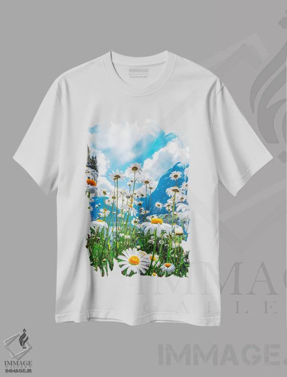 تیشرت سفید طرح دار – تیشرت گل ,روز تابستانی در نروژ اثر لاری لوهی فروشگاه ایماژ