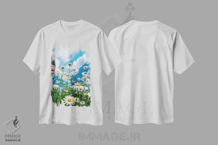 تیشرت سفید طرح دار – تیشرت گل ,روز تابستانی در نروژ اثر لاری لوهی فروشگاه ایماژ