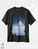 تیشرت مشکی طرح دار – تیشرت طبیعت ,ماه در حال افزایندگی اثر لاری لوهی فروشگاه ایماژ