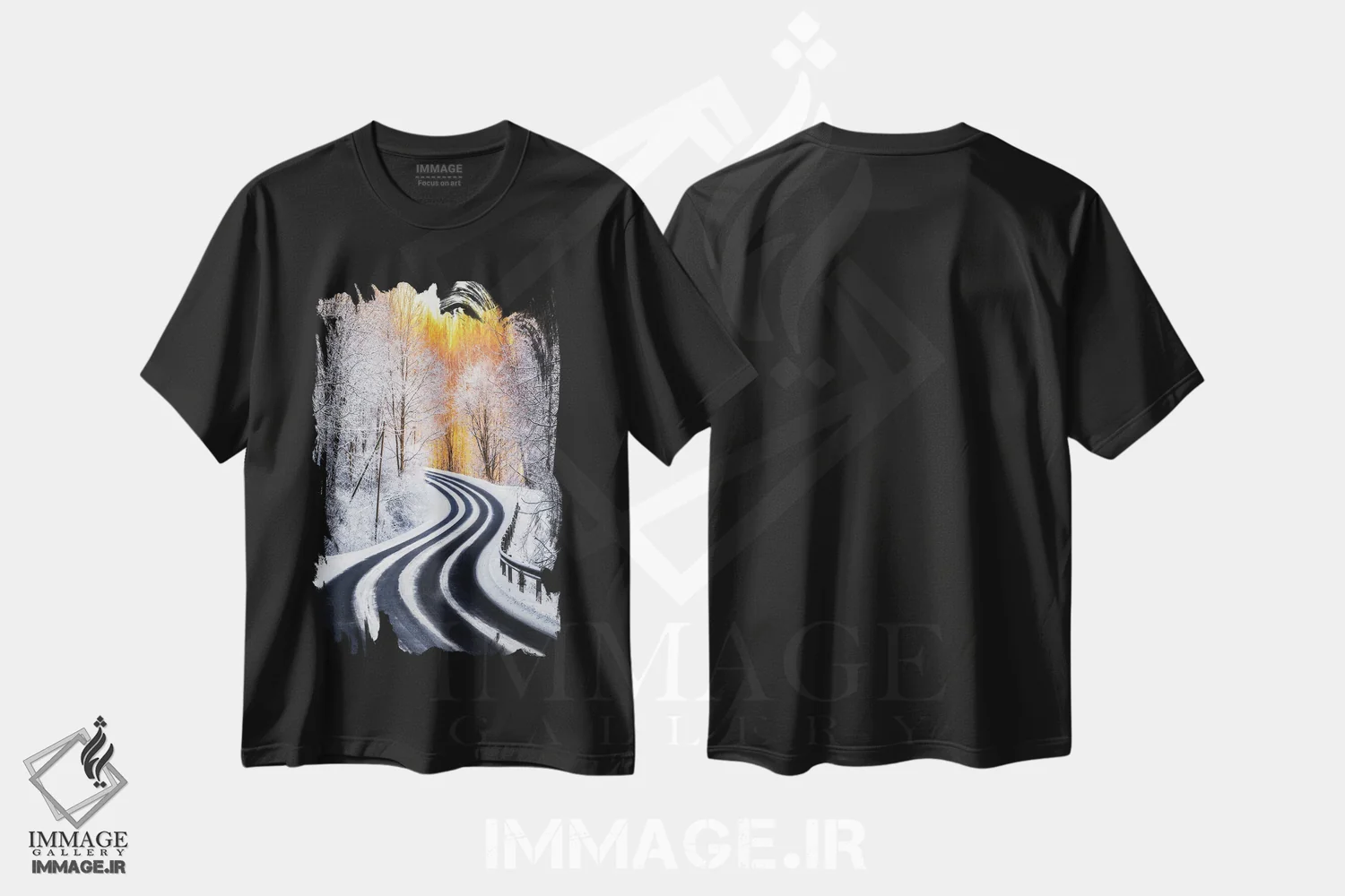 تیشرت مشکی طرح دار – تیشرت طبیعت ,منحنی ها اثر لاری لوهی immage.ir