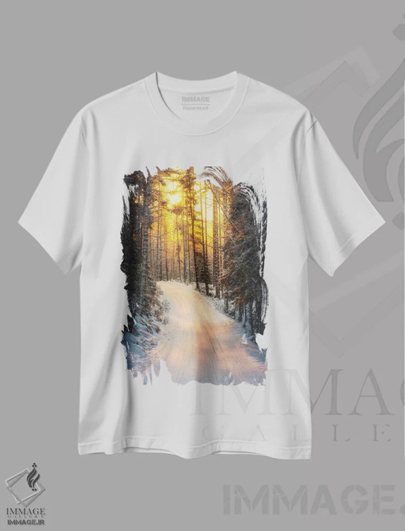 تیشرت سفید طرح دار – تیشرت طبیعت ,درخشش از میان اثر لاری لوهی فروشگاه ایماژ