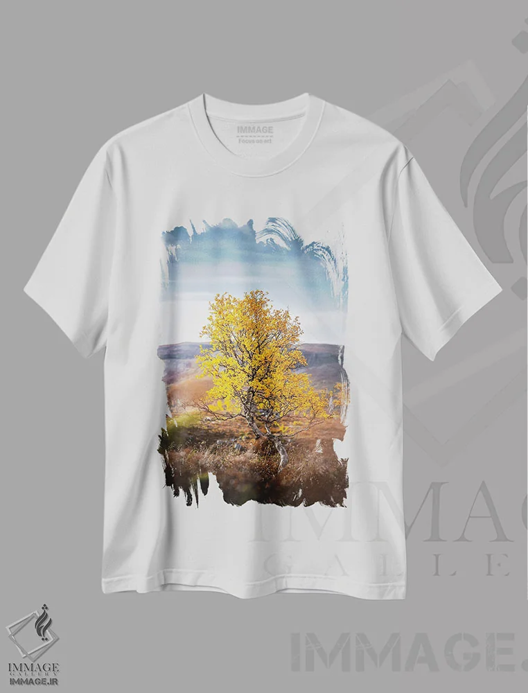 تیشرت سفید طرح دار – تیشرت طبیعت ,تنها اثر لاری لوهی فروشگاه ایماژ