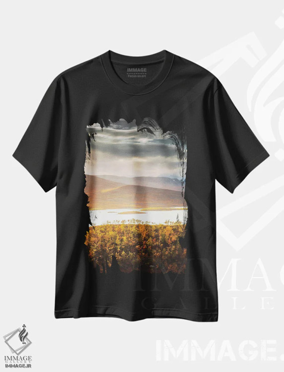 تیشرت مشکی طرح دار – تیشرت طبیعت ,جادوی لاپلند اثر لاری لوهی immage.ir