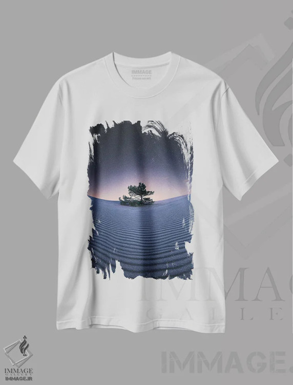 تیشرت سفید طرح دار – تیشرت طبیعت ,زیر ستارگان اثر لاری لوهی فروشگاه ایماژ